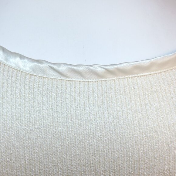 CACHE Knit Maxi Dress, M, Ivory, Satin Trim, Tank, Back Vent, Stretch, Pull over - Picture 10 of 12
